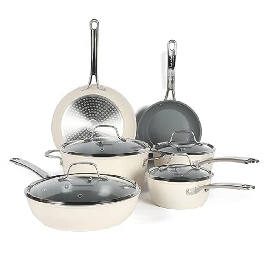Sur La Table Kitchen Essentials 10 Piece PFA Free Non-Toxic Titanium Ceramic Nonstick Interior for $140