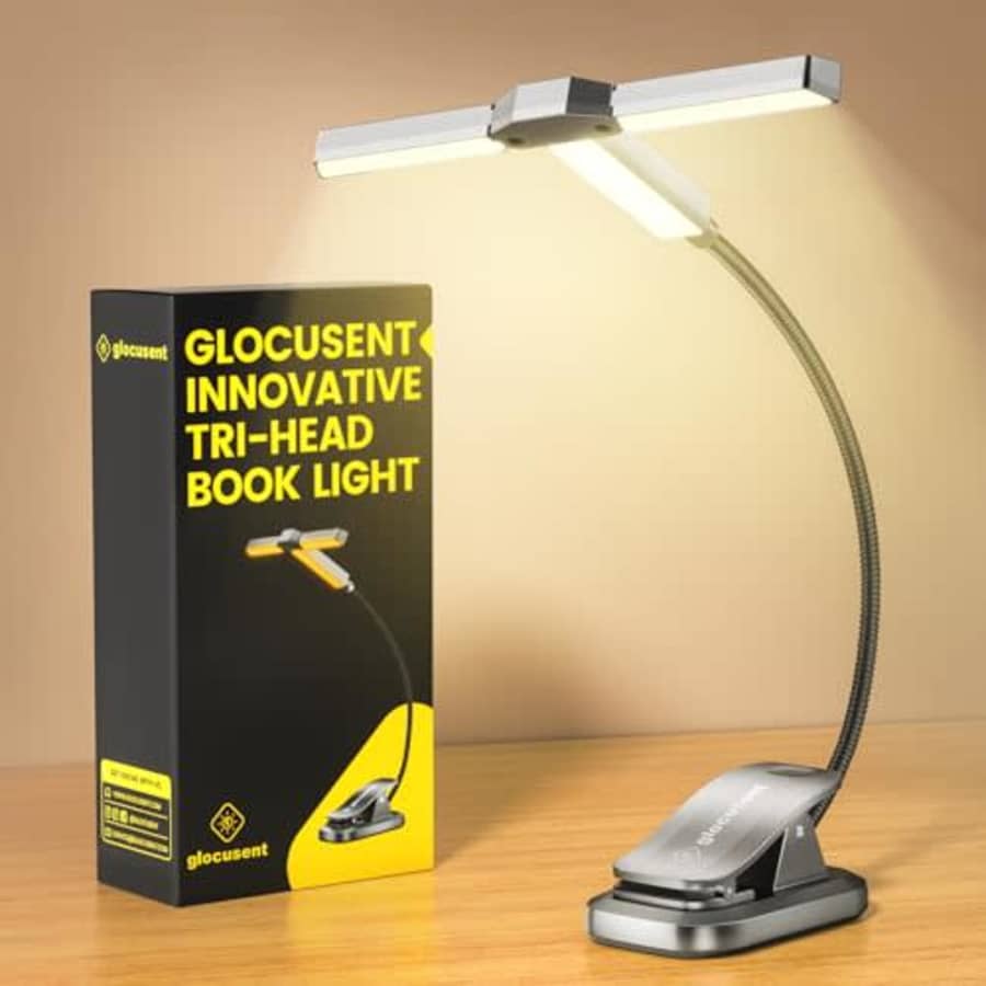 Glocusent Tri-Head Rechargeable Book Light for $16 Glocusent Tri-Head Rechargeable Book Light for $16