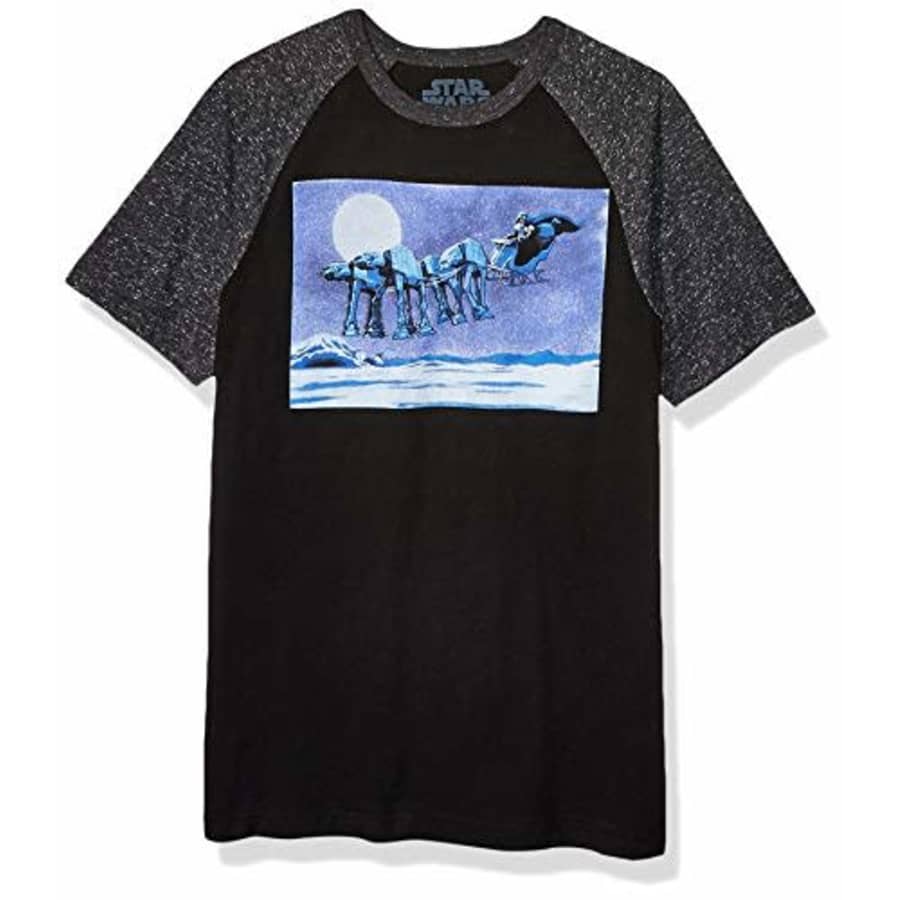 Star Wars Men's Ugly Christmas T-Shirt, Vader/Black Speckle, Medium for $14