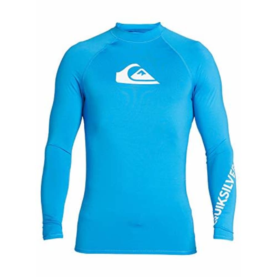 Quiksilver Men's All TIME LS Long Sleeve Rashguard SURF Shirt, Blithe, X-Small for $35