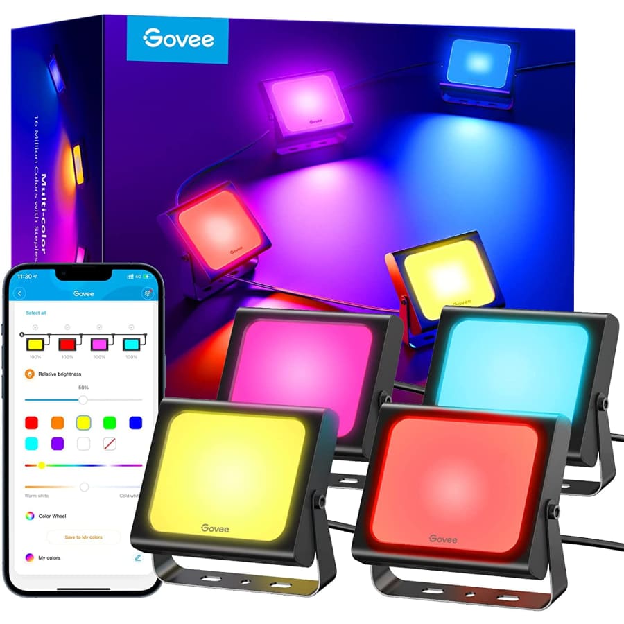 Govee RGBIC Outdoor LED Flood Light 4-Pack for $100