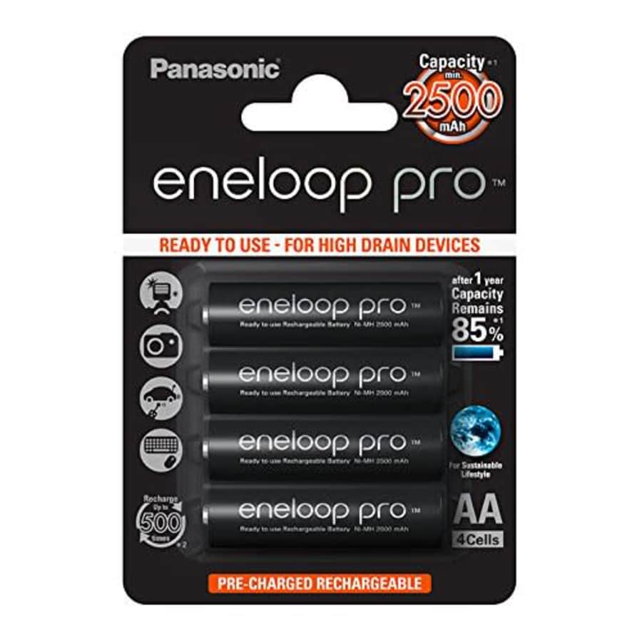 Panasonic BK-3HCCE4BE Eneloop Pro AA High Capacity Ni-MH Pre-Charged Rechargeable Batteries (Pack for $25