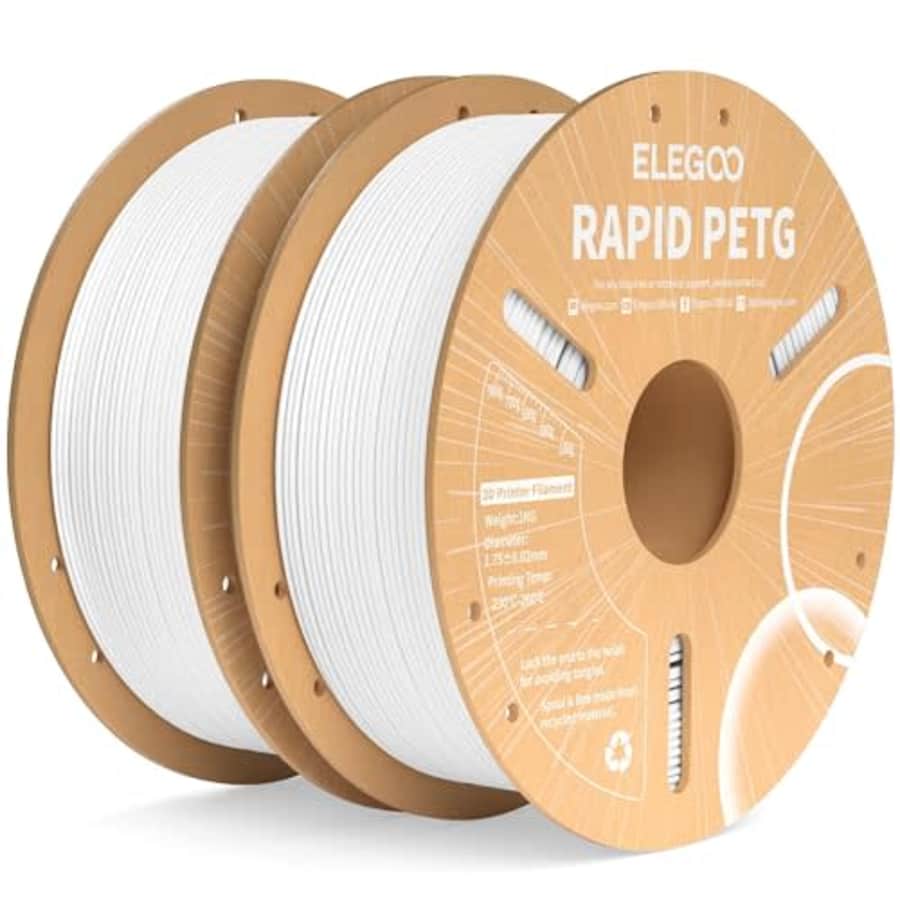 ELEGOO Rapid PETG Filament 1.75mm White 2KG, High Speed 30-600mm/s 3D Printer Filament Dimensional for $24 ELEGOO Rapid PETG Filament 1.75mm White 2KG, High Speed 30-600mm/s 3D Printer Filament Dimensional for $24