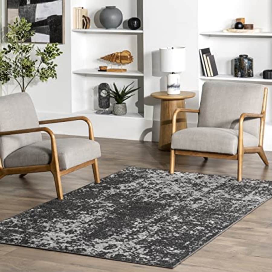 nuLOOM Deedra Modern Abstract Area Rug, 4' x 6', Dark Gray for $52