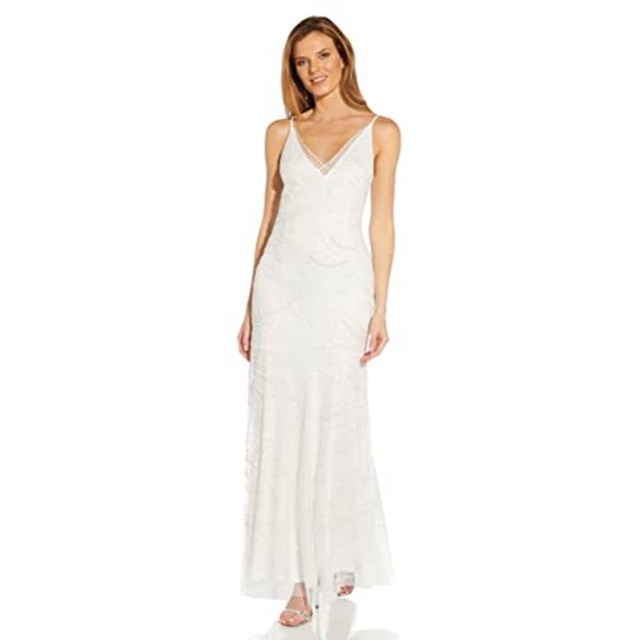 Adrianna Papell Women's Beaded Mesh Gown, Ivory, 14 for $119 Adrianna Papell Women's Beaded Mesh Gown, Ivory, 14 for $119