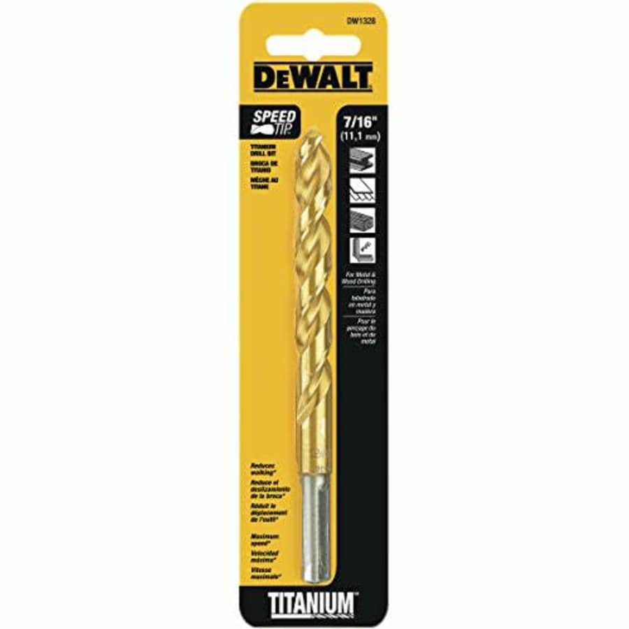 DEWALT DW1328 7/16-Inch Titanium 3/8-Inch Reduced Shank Split Point Twist Drill Bit for $13 DEWALT DW1328 7/16-Inch Titanium 3/8-Inch Reduced Shank Split Point Twist Drill Bit for $13