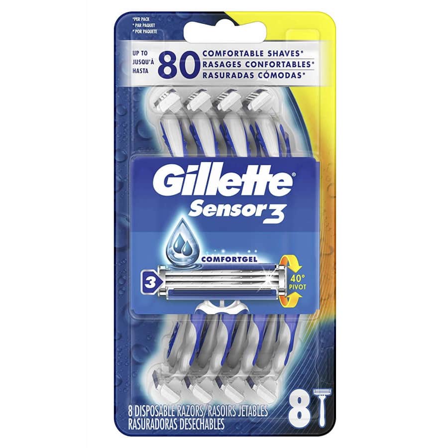 Gillette Sensor3 Men's Disposable Razor 8-Pack for $5