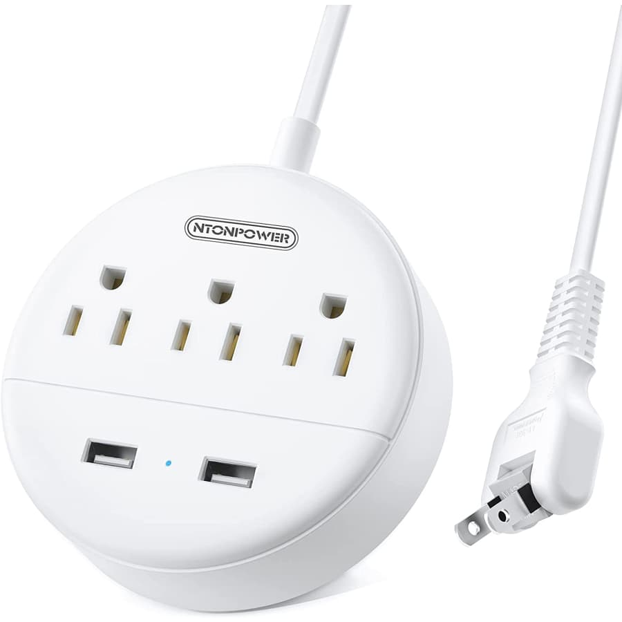 Ntonpower Flat Plug Power Strip with USB Ports for $19