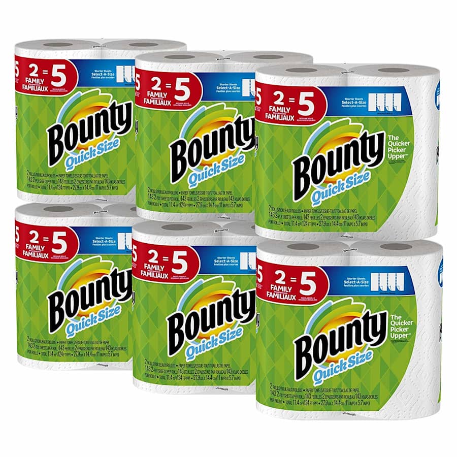Bounty Quick-Size Paper Towel Family Roll 12-Pack for $26 Bounty Quick-Size Paper Towel Family Roll 12-Pack for $26