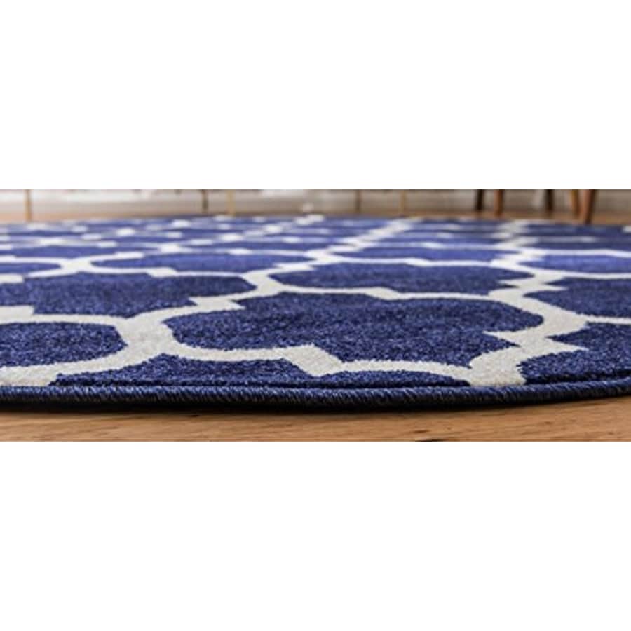 Unique Loom Trellis Collection Moroccan Lattice Dark Blue Round Rug (3' 3 x 3' 3) for $30