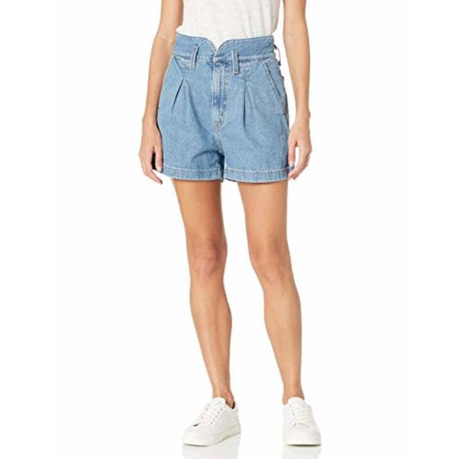 Levi's Women's High Waisted Mom Shorts, Puff Piece - Medium Indigo, 0 for $36 Levi's Women's High Waisted Mom Shorts, Puff Piece - Medium Indigo, 0 for $36