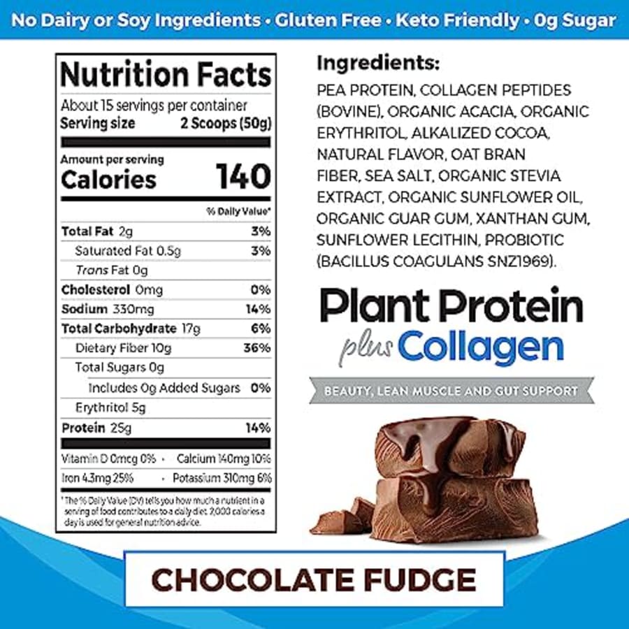 Orgain Protein Powder + Collagen, Creamy Chocolate Fudge - 25g of Protein, 10g Collagen Peptides, for $39