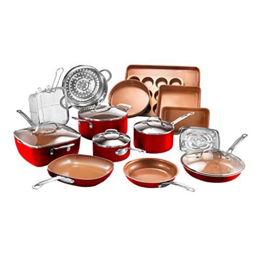 Gotham Steel Cookware + Bakeware Set with Nonstick Durable Ceramic Copper Coating Includes for $181 Gotham Steel Cookware + Bakeware Set with Nonstick Durable Ceramic Copper Coating Includes for $181