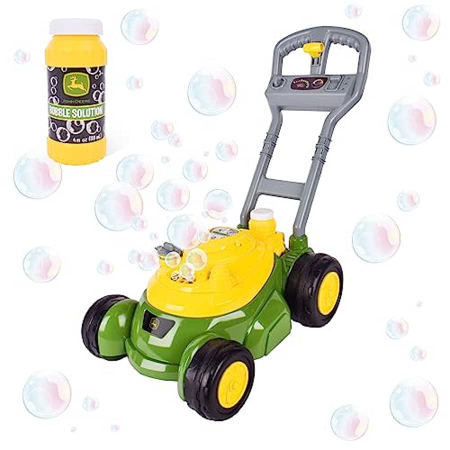 John Deere Bubble-N-Go Mower Toy Lawn Mower with Bubble Solution | Green Automatic Bubble Machine | for $23 John Deere Bubble-N-Go Mower Toy Lawn Mower with Bubble Solution | Green Automatic Bubble Machine | for $23