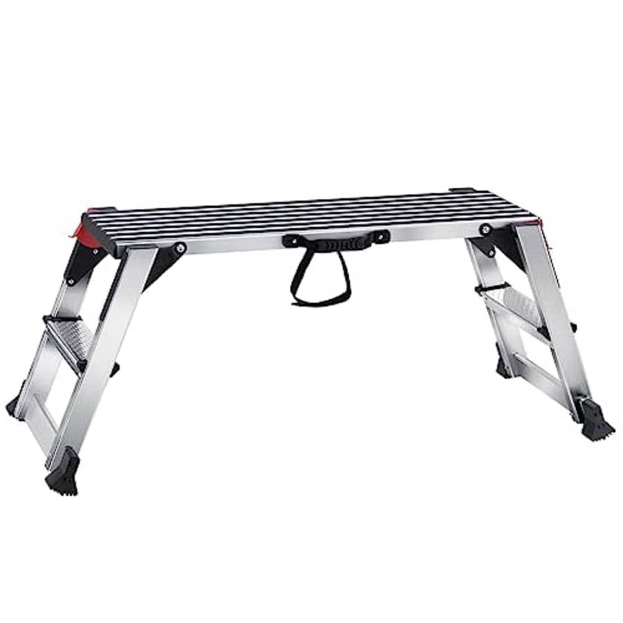 VEVOR Folding Work Platform, 40x12x20 Inch Aluminum Drywall Stool Ladder, 660 lbs Load Capacity for $90 VEVOR Folding Work Platform, 40x12x20 Inch Aluminum Drywall Stool Ladder, 660 lbs Load Capacity for $90