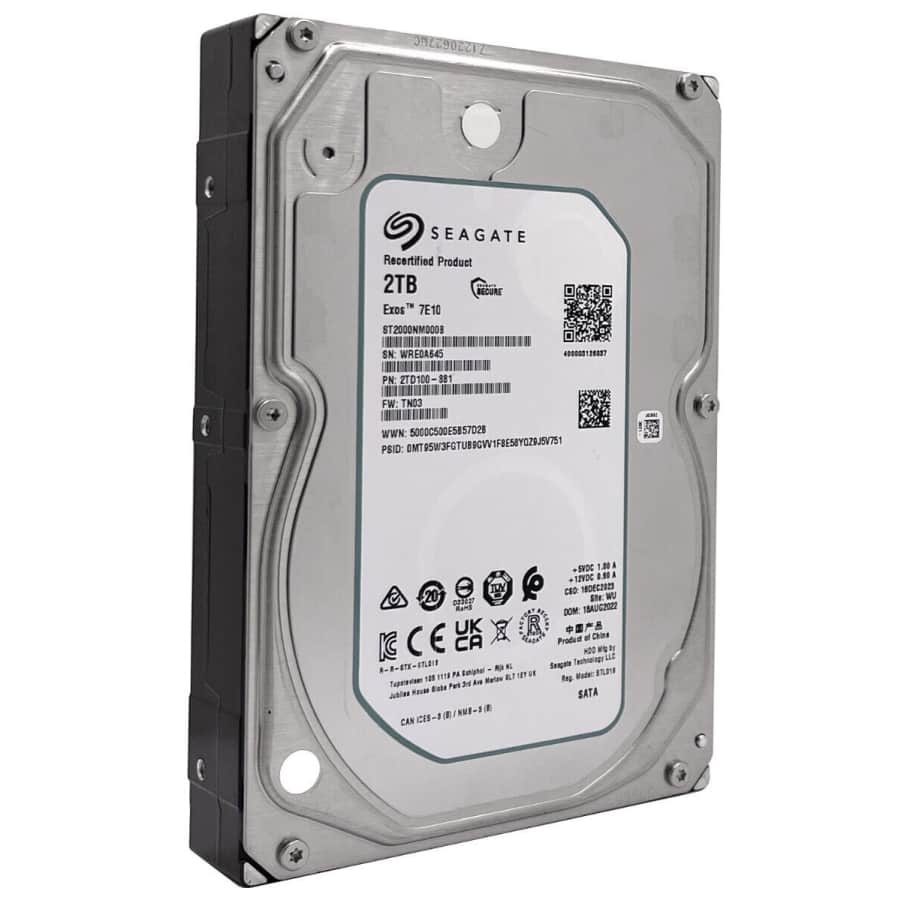 Certified Refurb Seagate Exos 7E10 2TB SATA 6Gbps 3.5" Internal Hard Drive for $30