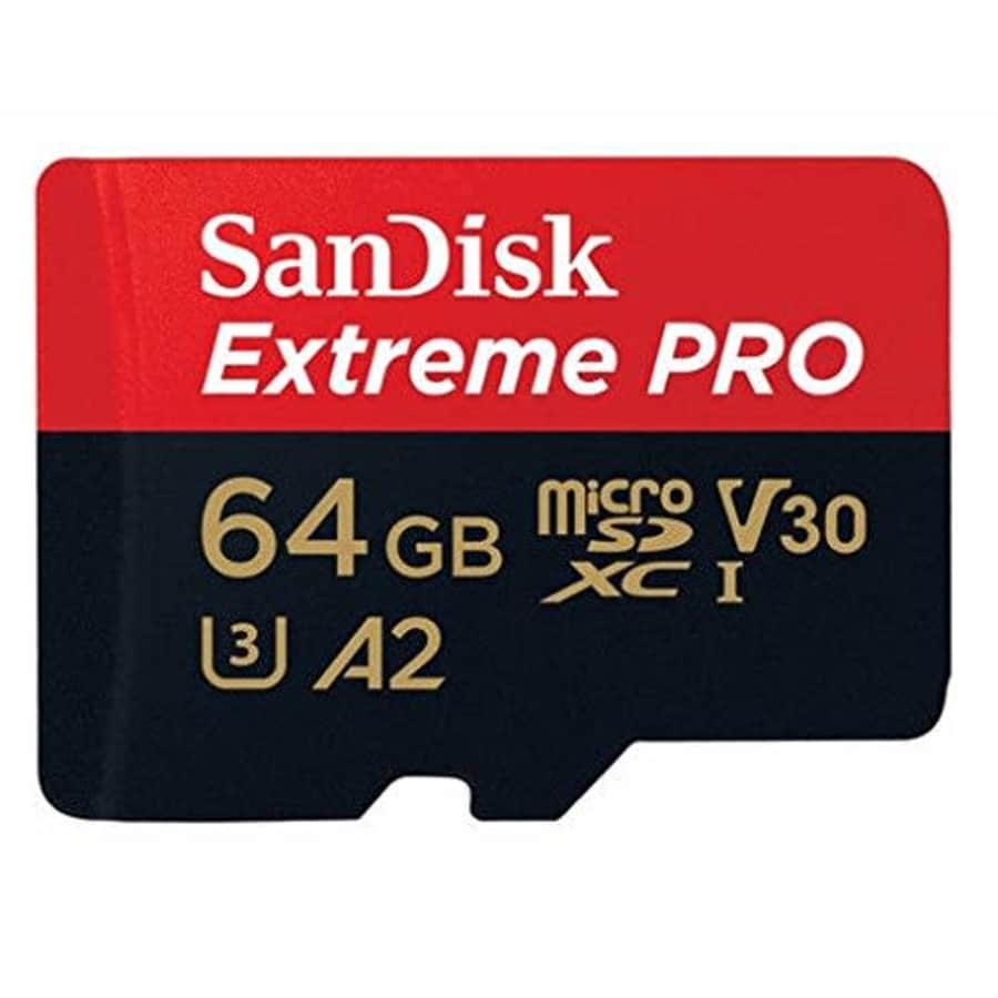 SanDisk Extreme Pro 64GB V30 A2 MicroSDXC Memory Card for DJI Works with Mavic Air 2 Drone 4K UHD for $15