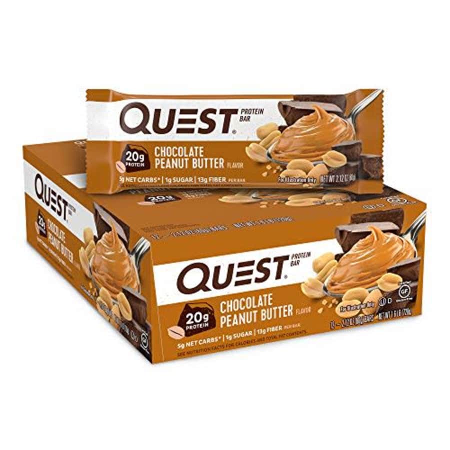 Quest Nutrition Chocolate Peanut Butter Bars, High Protein, Low Carb, Gluten Free, Keto Friendly, for $25 Quest Nutrition Chocolate Peanut Butter Bars, High Protein, Low Carb, Gluten Free, Keto Friendly, for $25