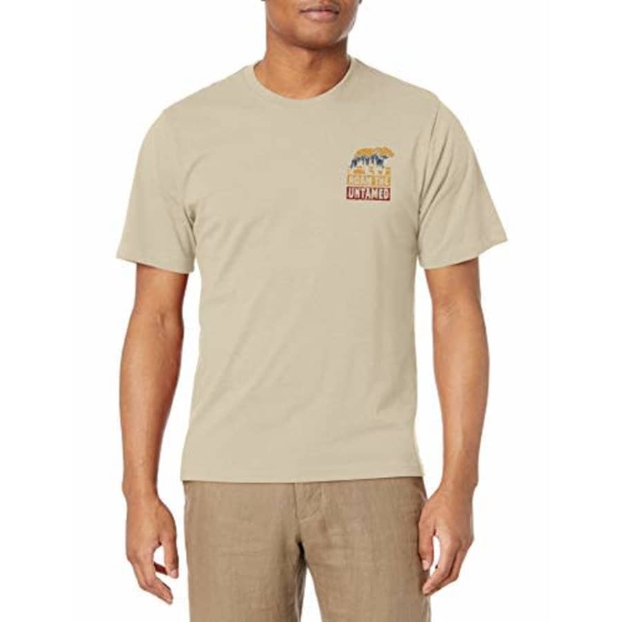 G.H. Bass & Co. Men's Short Sleeve Graphic Print T-Shirt, Bone White Heather, Medium for $17