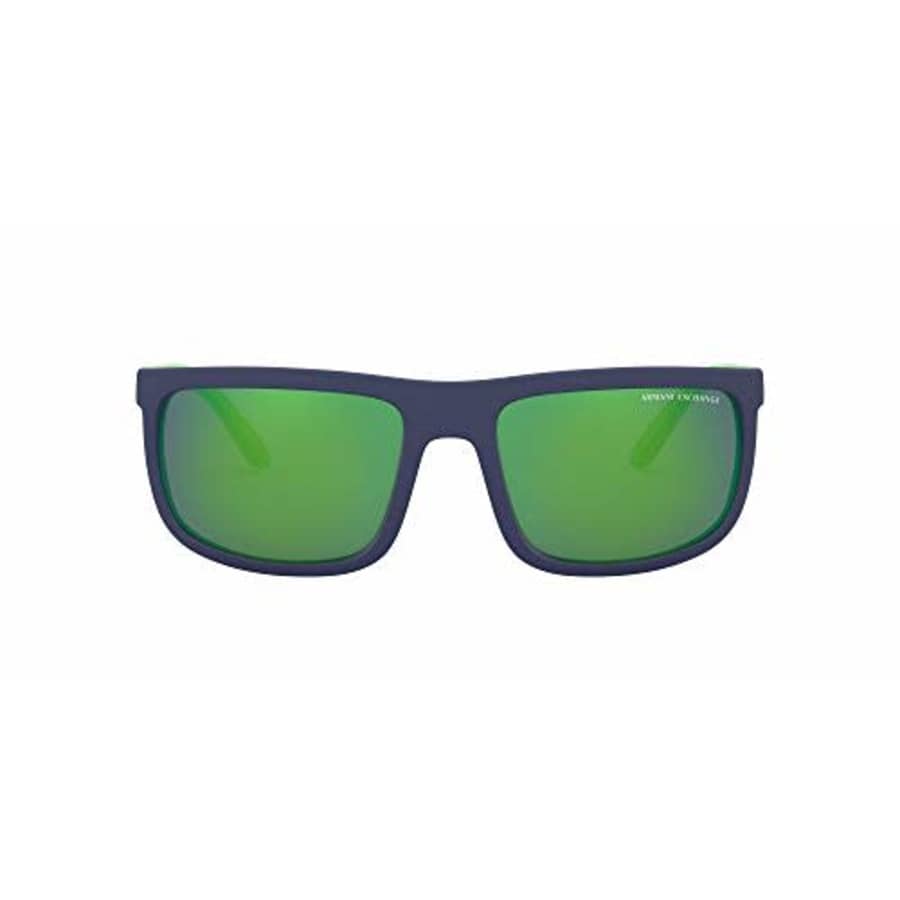 A|X Armani Exchange Men's AX4084S Rectangular Sunglasses, Matte Bluette/Light Green Mirror Green, for $71 A|X Armani Exchange Men's AX4084S Rectangular Sunglasses, Matte Bluette/Light Green Mirror Green, for $71
