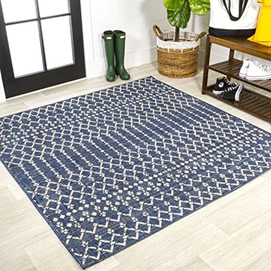 JONATHAN Y SMB108K-5SQ Ourika Moroccan Geometric Textured Weave Indoor Outdoor Area Rug, for $55