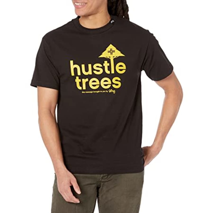 LRG Men's Logo Design T-Shirt, Hustle Trees Black 21, 4X for $17