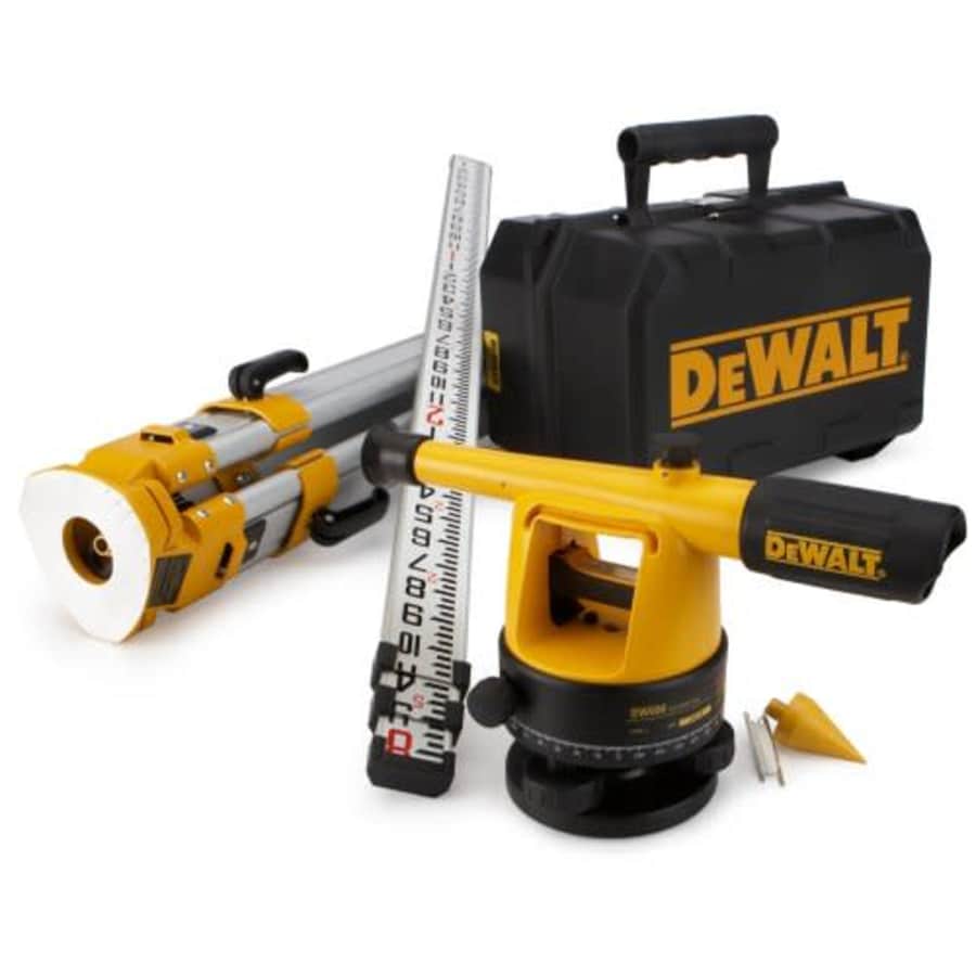 DEWALT Transit Level, Surveying Tool with Tripod and Rod, 20X Magnification (DW090PK) for $349 DEWALT Transit Level, Surveying Tool with Tripod and Rod, 20X Magnification (DW090PK) for $349