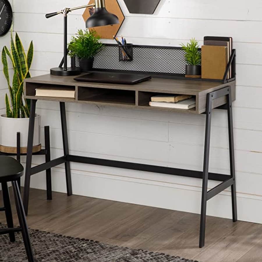 Walker Edison Industrial Mesh Wood Desk for $100 Walker Edison Industrial Mesh Wood Desk for $100