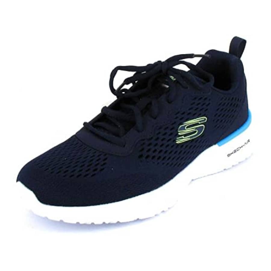Skechers Men's Sneaker Walking Shoe, Navy Engineered Mesh Pu Lime Trim, 10 for $56
