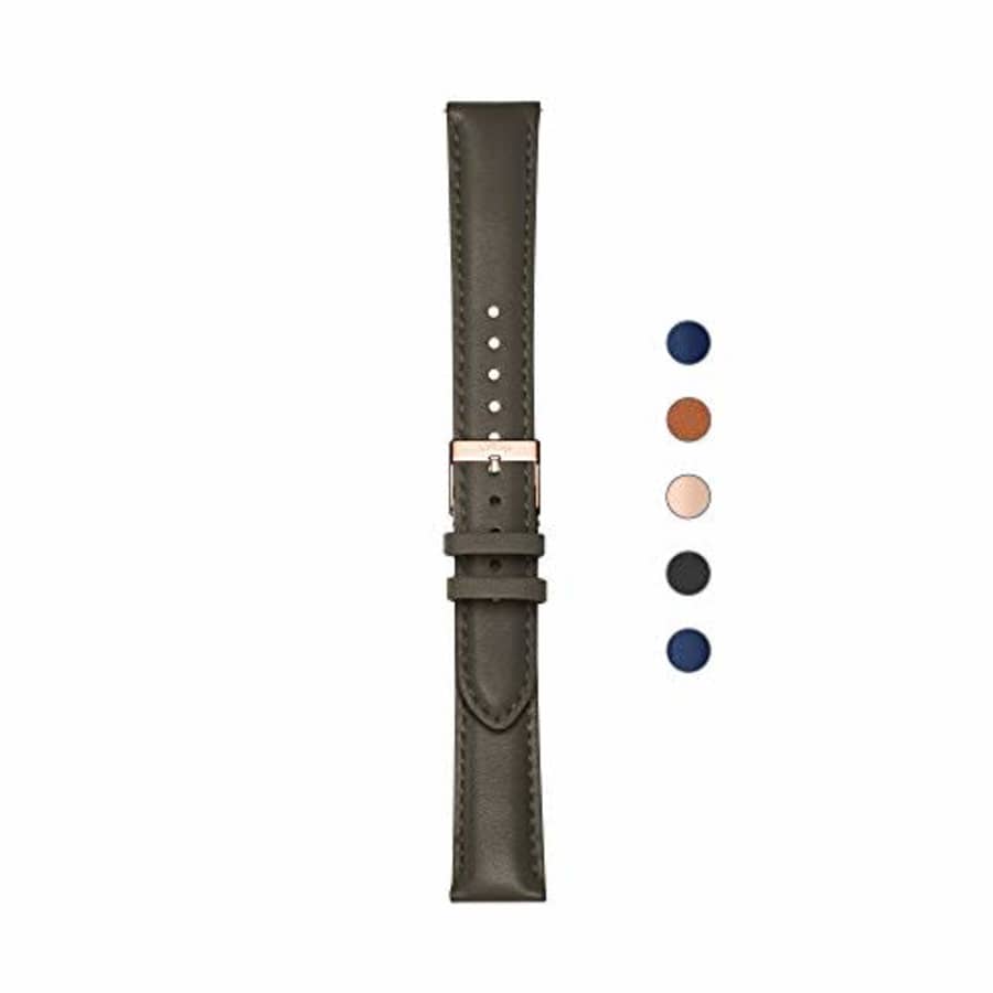 Withings Leather Grey Curved Wristband, Rose Gold Buckle, 18mm for $46