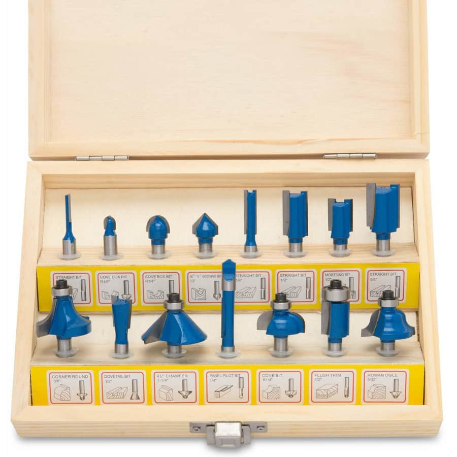 Hiltex Tungsten Carbide 15-Piece Router Bit Set for $22