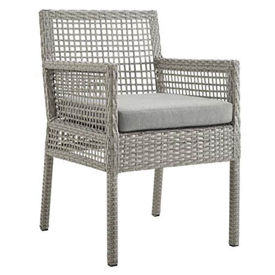 Modway Aura Wicker Rattan Outdoor Patio Dining Arm Chair with Cushion in Gray Gray for $160 Modway Aura Wicker Rattan Outdoor Patio Dining Arm Chair with Cushion in Gray Gray for $160