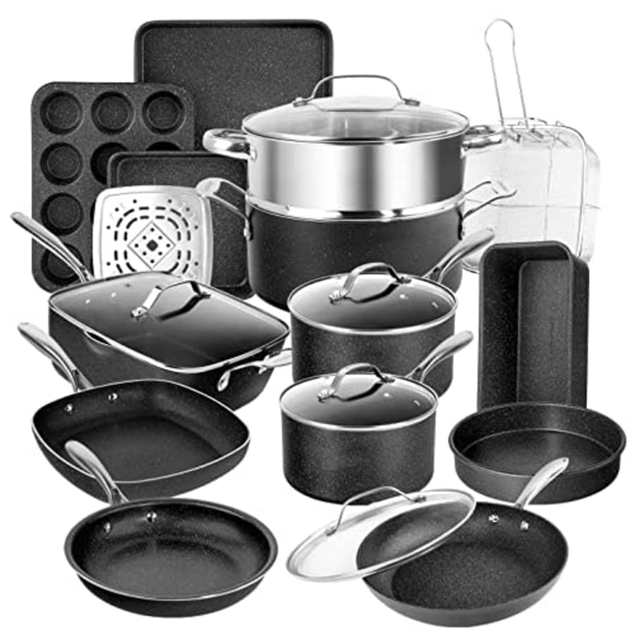 Granitestone Pro Pots and Pans Set 20 Piece Hard Anodized Complete Cookware + Bakeware Set with for $242