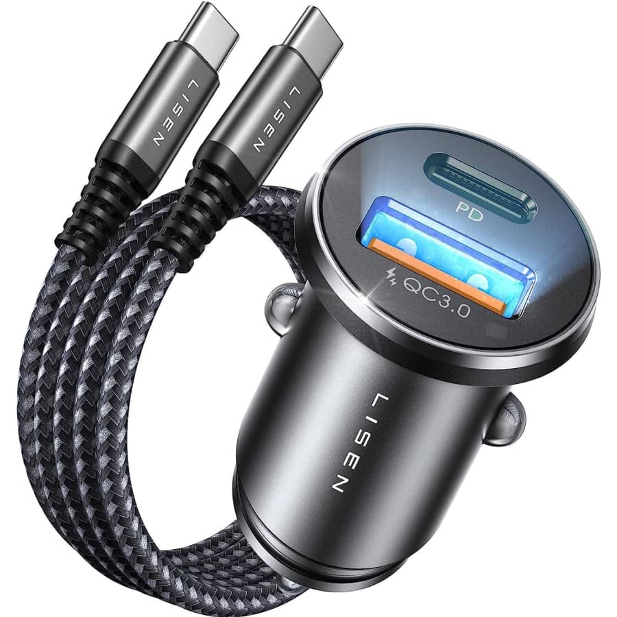 Lisen 48W USB-C Car Charger Adapter 2-Pack for $10