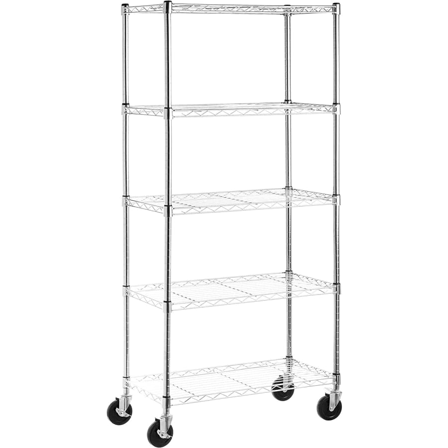 Amazon Basics 5-Shelf Adjustable Storage Shelving Unit w/ Wheels for $61