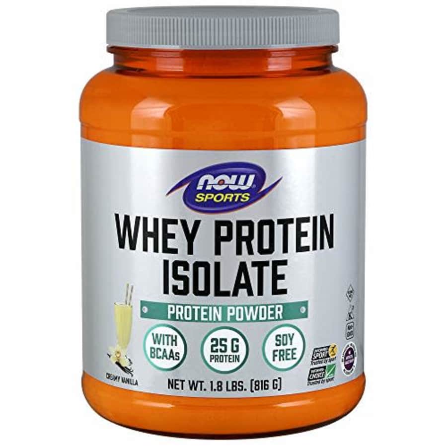Now Foods NOW Sports Nutrition, Whey Protein Isolate, 25 G With BCAAs, Creamy Vanilla Powder, 1.8-Pound for $32 Now Foods NOW Sports Nutrition, Whey Protein Isolate, 25 G With BCAAs, Creamy Vanilla Powder, 1.8-Pound for $32