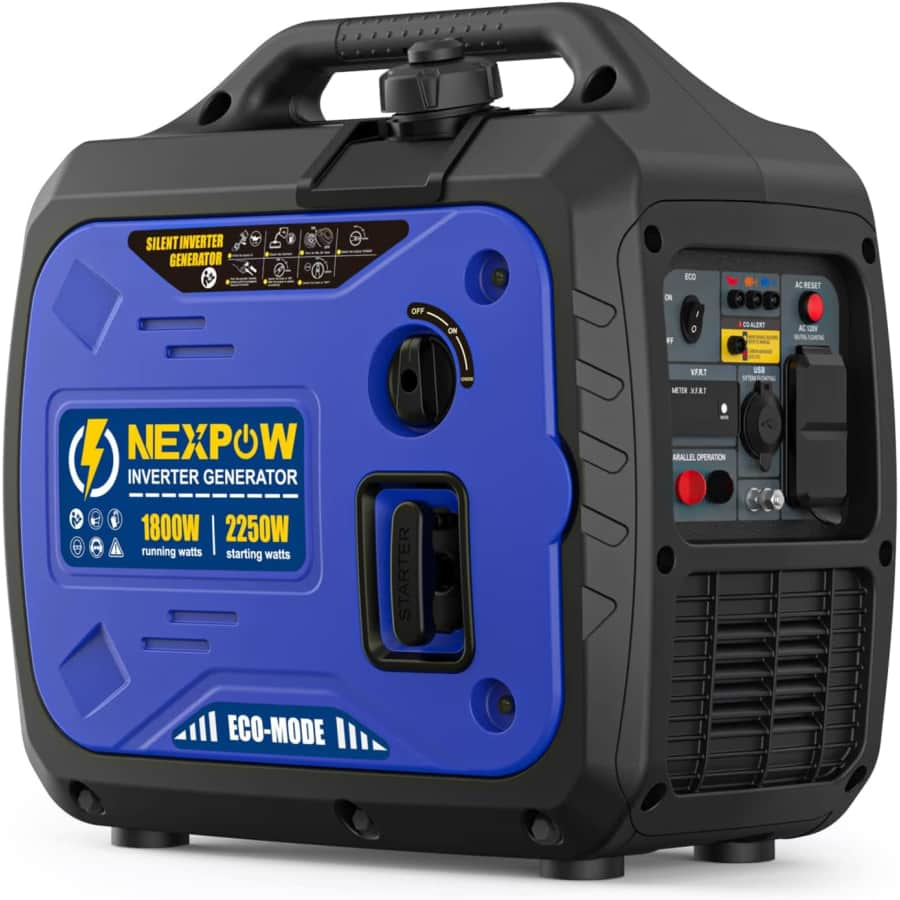 NEXPOW 2,250W Portable Inverter Generator w/ CO Alarm for $360