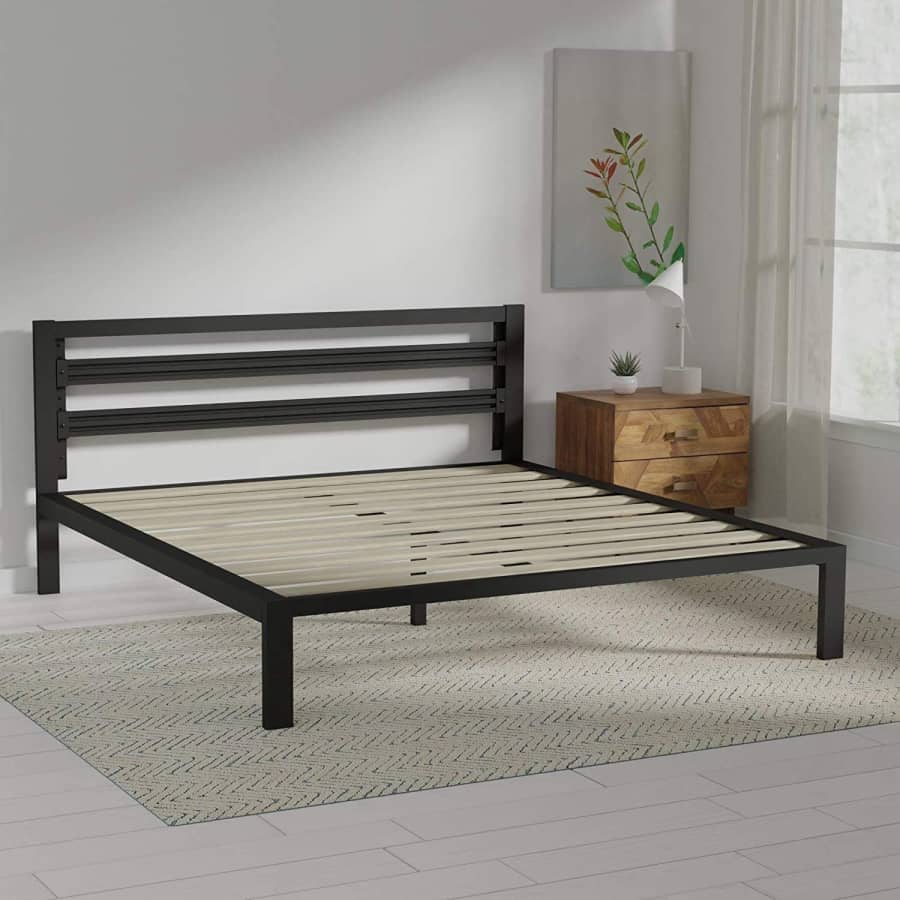 AmazonBasics 14" Modern Industrial Metal King Bed w/ Headboard for $138