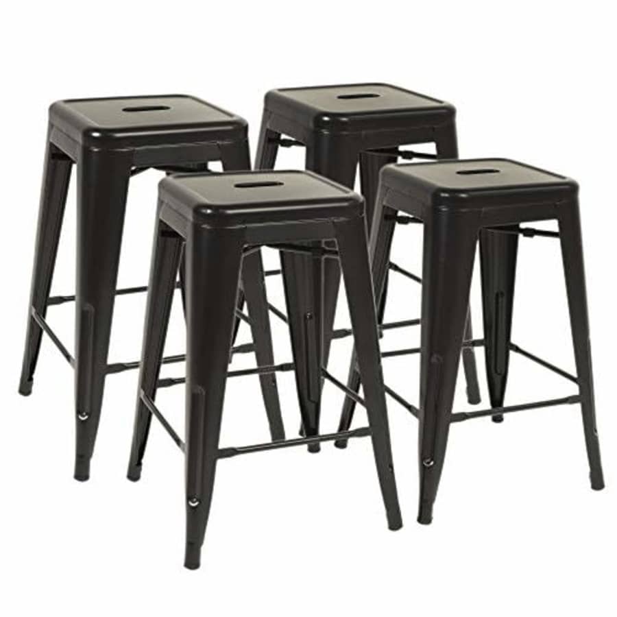 FDW Metal Bar Stools Set of 4 Counter Height Barstool Stackable Barstools 24 Inch 30 Inch Indoor for $100