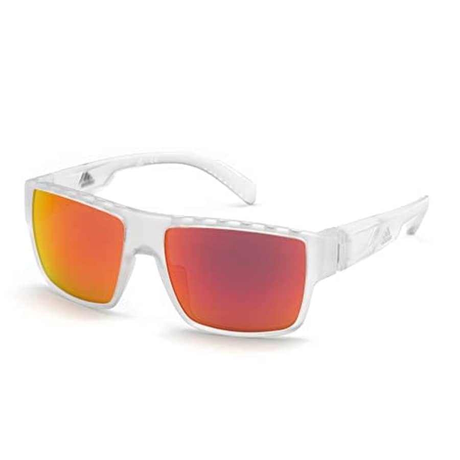 Adidas SP0006 26G Sunglasses Men's Crystal/Orange Mirror Lenses Rectangular 57mm for $64