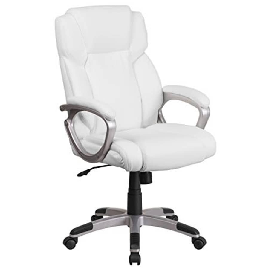 Flash Furniture Mid-Back White LeatherSoft Executive Swivel Office Chair with Padded Arms for $170