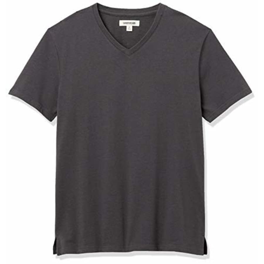 Amazon Brand - Goodthreads Men's Heavyweight Oversized Short-Sleeve V-Neck T-Shirt, Dark Grey, for $6
