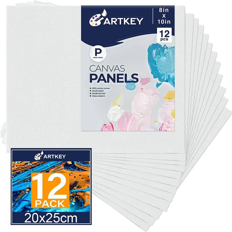 Artkey 8" x 10" Canvas Panel 12-Pack for $14 Artkey 8" x 10" Canvas Panel 12-Pack for $14