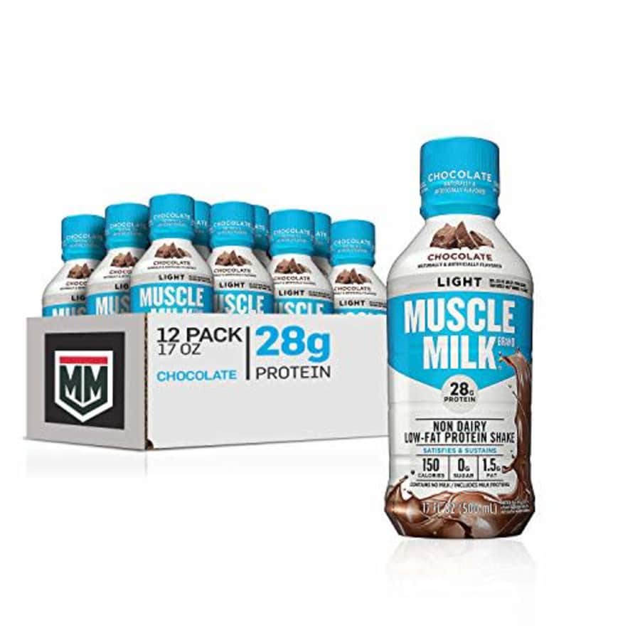 Muscle Milk Muscle Milk Light Protein Shake, Chocolate, 28g Protein, 17 FL OZ, 12 Count for $40