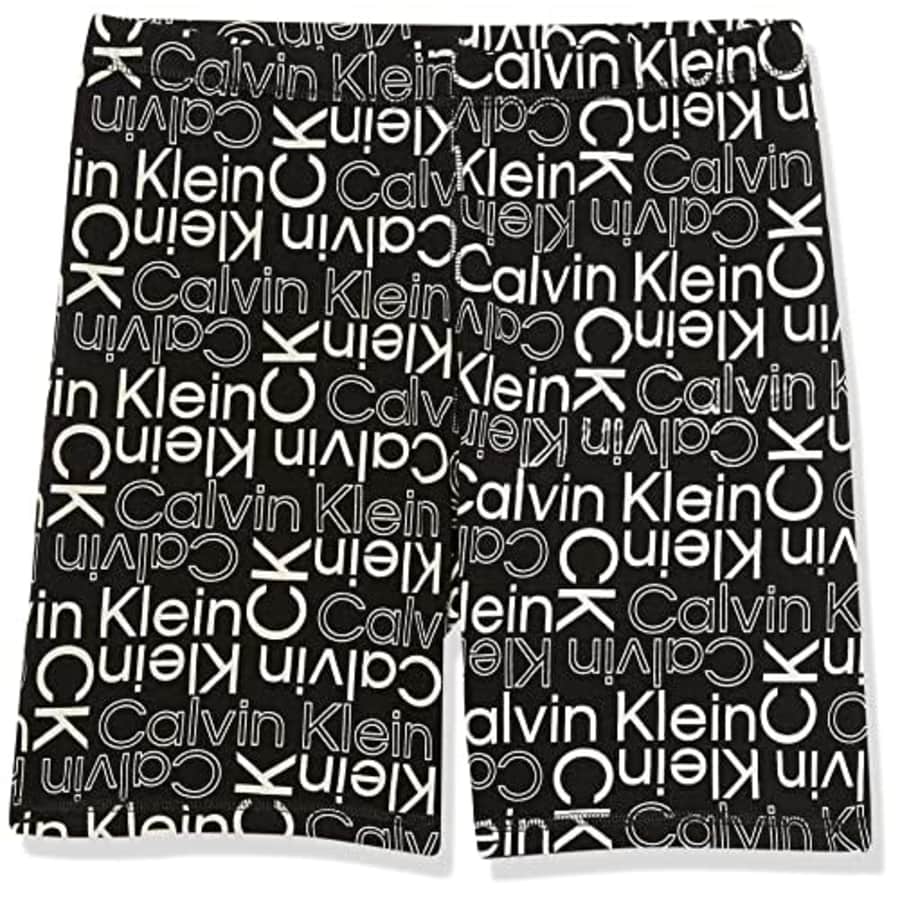 Calvin Klein Girls' Performance Bike Shorts, Black Logo Toss, 16 for $14