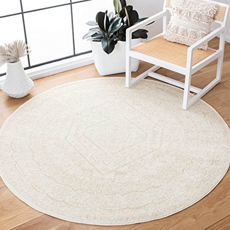 Safavieh Adirondack Collection Area Rug - 4' Round, Ivory & Beige, Oriental Medallion Design, for $39 Safavieh Adirondack Collection Area Rug - 4' Round, Ivory & Beige, Oriental Medallion Design, for $39