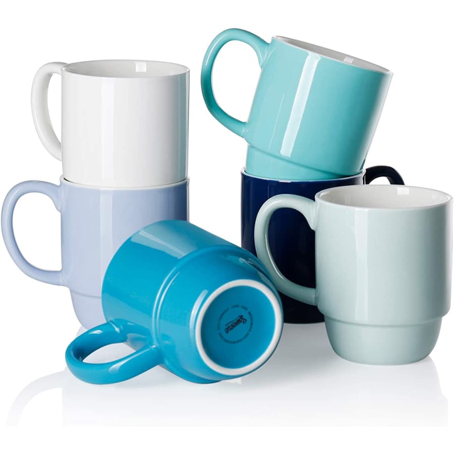 Sweese 6-Piece 16-oz. Porcelain Stackable Mug Set for $10