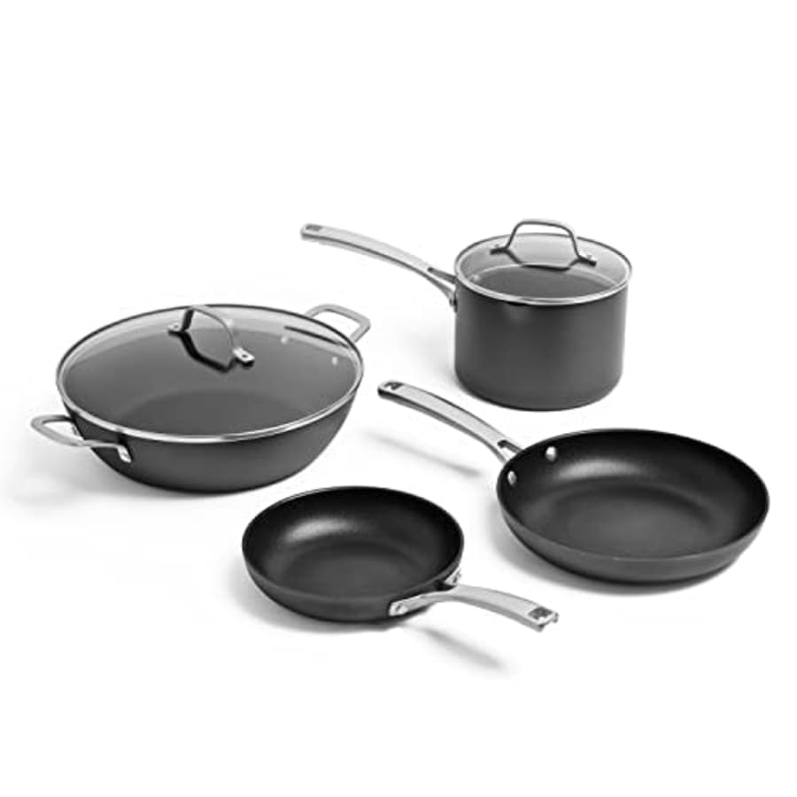 Calphalon Classic Hard-Anodized Nonstick Cookware Kitchen Essentials Set, 6-Piece Pots and Pans Set for $180 Calphalon Classic Hard-Anodized Nonstick Cookware Kitchen Essentials Set, 6-Piece Pots and Pans Set for $180