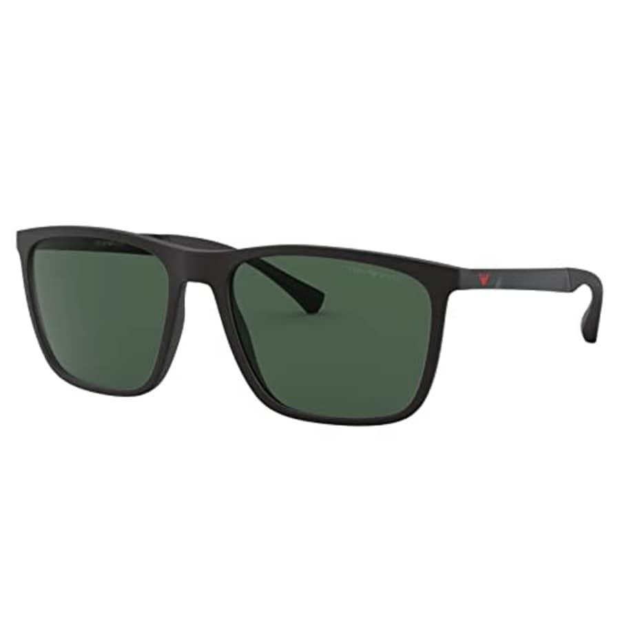 Emporio Armani Men's Round Fashion Sunglasses, Rubber Black/Green, One Size for $80