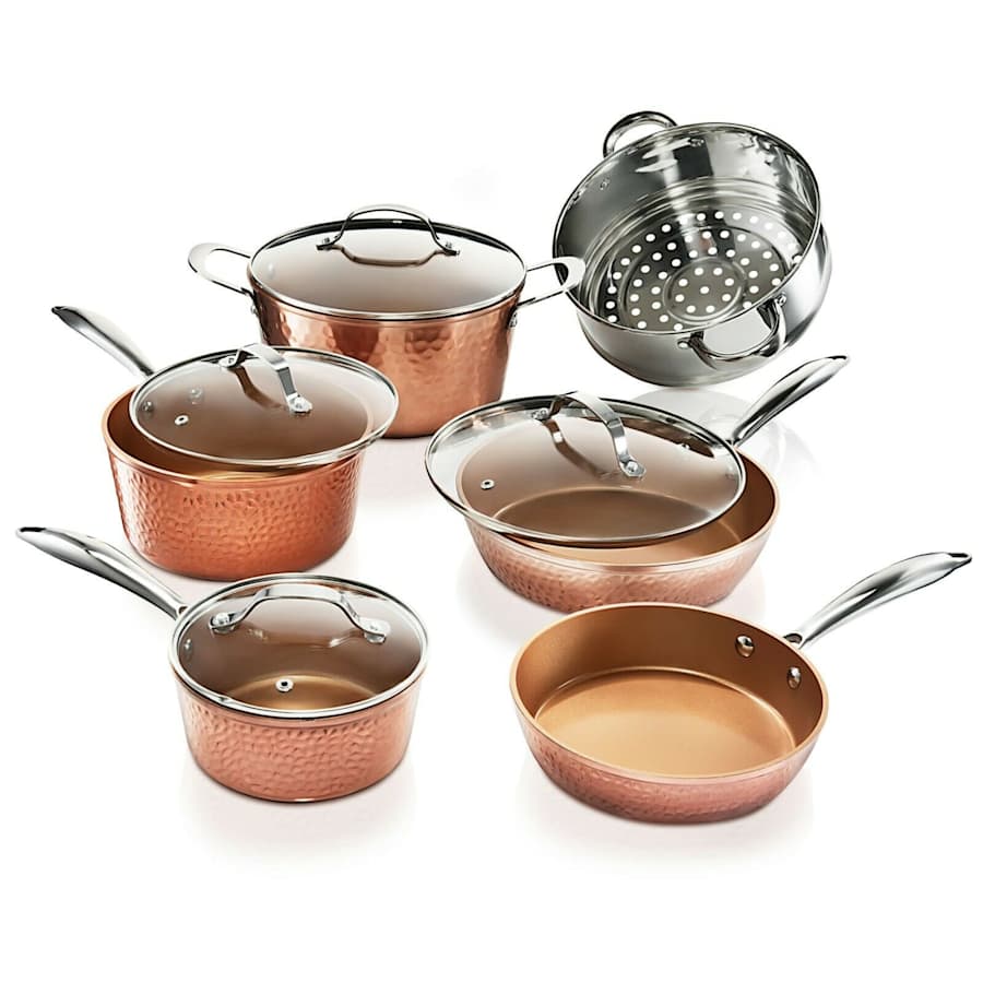 Gotham Steel 10-Piece Hammered Copper Cookware Set for $135